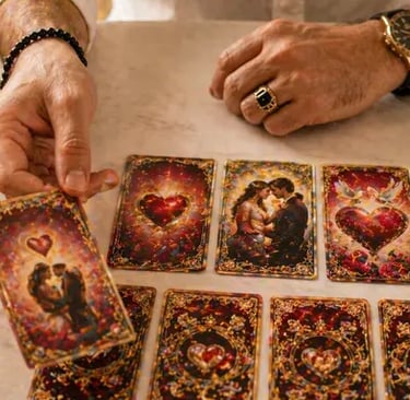 cartomante online 24 horas realizando consulta de tarot do amor com leitura romântica 