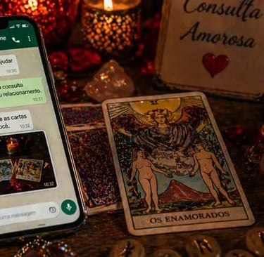 cartomante online whatsapp realizando consulta de tarot do amor para relacionamento e sentimentos 