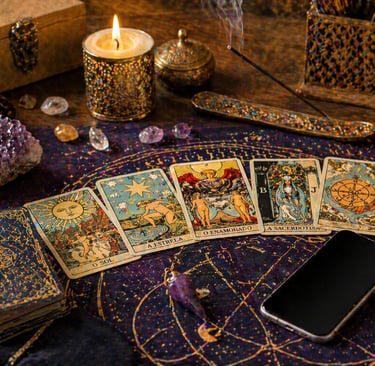 consulta cartomante online com tarot em mesa espiritual
