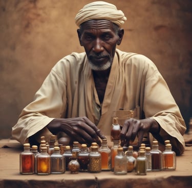 A serene flat lay of natural beauty products with green leaves and soft fabric in the background.