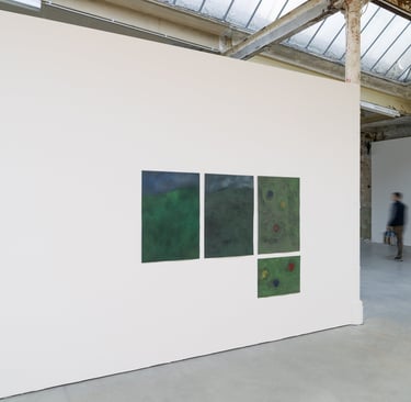 Lotte-Leerschool-Installationview Landscape- and Formstudies (clowning), 2025, Gouache and Gesso on