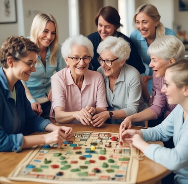 Friendly people visiting the elderly