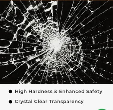 Shatterproof tempered glass display showing impact resistance and safety and durablity
