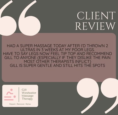 Five star review Gill Westwater Massage DD8