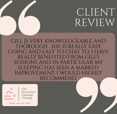 Five star review Gill Westwater Massage DD8