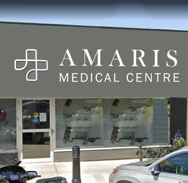 Exterior view of Amaris Medical Centre clinic building in Stony Plain, Alberta