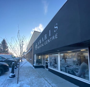 Exterior of Amaris Medical Centre clinic building in Stony Plain