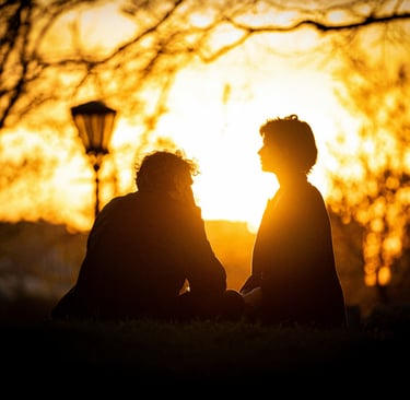 a romantic couple talking