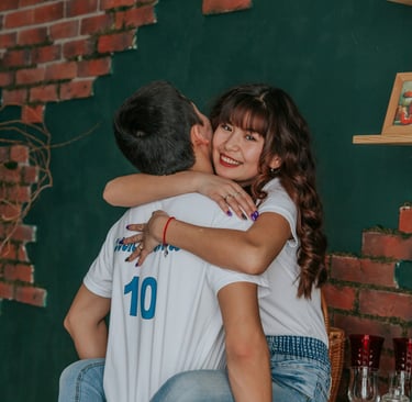 A woman embracing the touch of her man