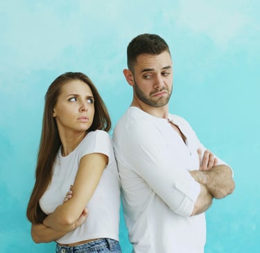 a couple disagreeing with each other