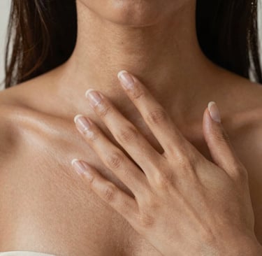 Before and after photos of a Black woman showing reduced acne and smoother skin texture.