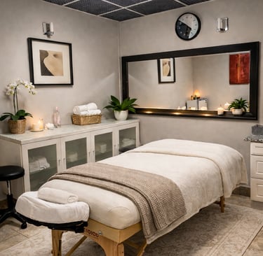 Relaxing Massage therapy room at Aveira Spa Calgary