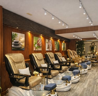 Modern pedicure chairs at Aveira Spa & Wellness