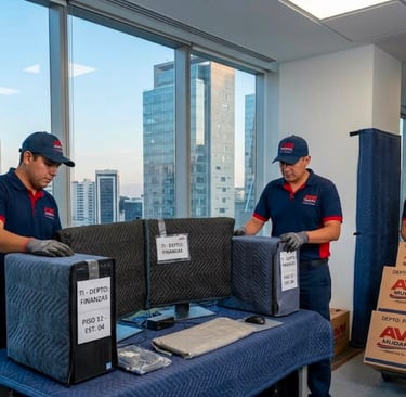 Logística AVM Mudanzas para traslado y montaje de mobiliario y equipo en una oficina en cdmx