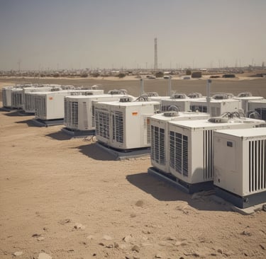 A powerful excavator carefully demolishing a concrete structure under clear Abu Dhabi skies.