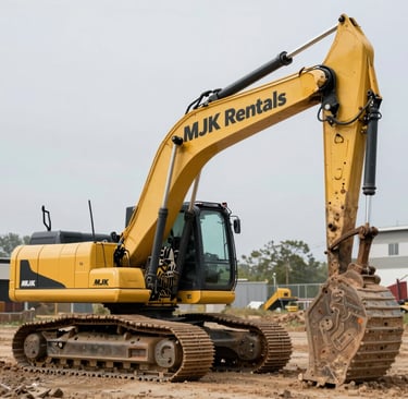 Close-up of a dumpster loaded with demolition rubble, showcasing the rugged durability of MJK Rentals’ containers.