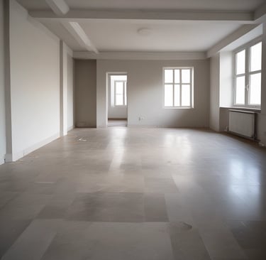 Renovated office space with clean lines and freshly painted surfaces.