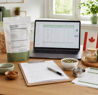 Canadian Nutrition Facts table, ingredients and product information prepared for nutrition analysis