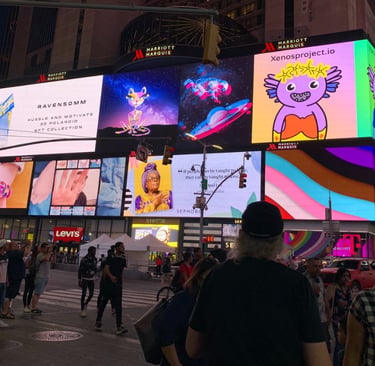 Hawa Cat on Times Square Billboard. COntemporary digital art eve hennessa