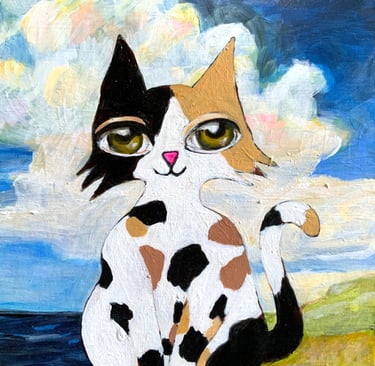 fine art cat portrait original artwork by Eve Hennessa Hawa Cat