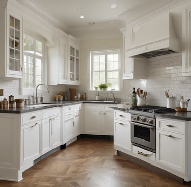 A professional cleaner in uniform carefully dusting a modern living room in an Avon home.