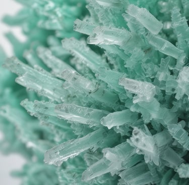 A clear image of white crystalline camphor chunks on a wooden surface.