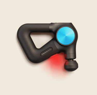Theragun Pro Plus massage gun with heat therapy attachment for deep muscle and lower back recovery