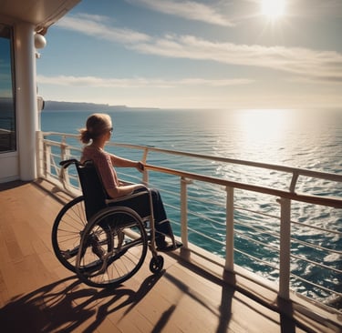 A serene image of a cruise ship sailing on calm waters.