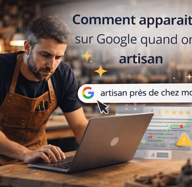 Artisan utilisant un ordinateur pour améliorer son référencement local sur Google.