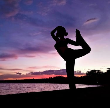 Dauin night scene with girl doing Yoga
