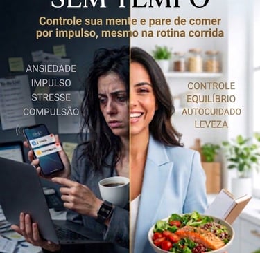 Split image showing a stressed woman with fast food versus a healthy woman with a salad for weight loss coaching.