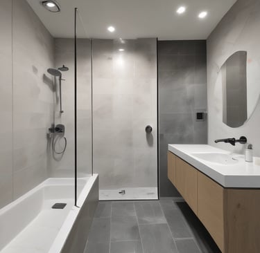 A skilled construction worker measuring wooden framing inside a bright, unfinished basement.