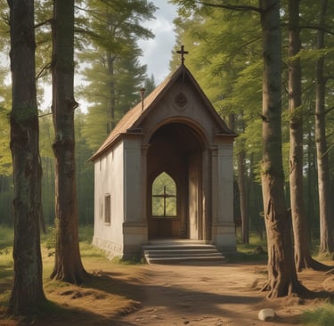 A serene chapel window casting soft light over a prayerful nun.