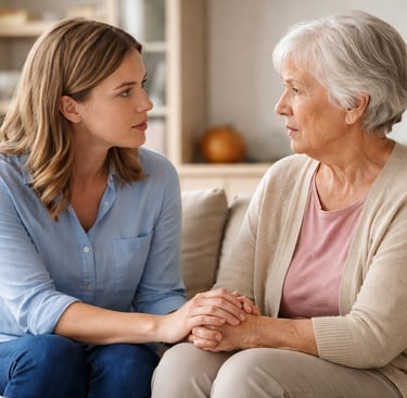 Adult discussing with Parent In-Home Care Support