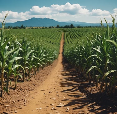 Agricultural fields with advanced irrigation systems supporting sustainable farming
