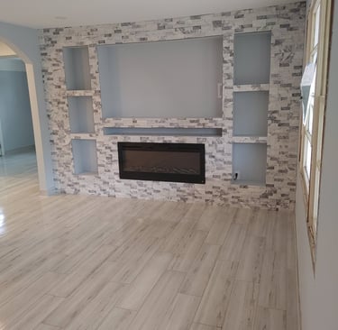 Custom fireplace design tailored to your style, combining warmth, elegance, and modern finishes