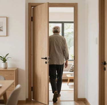 un hombre entra seguro en su vivienda