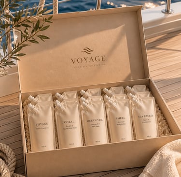 Luxury marine spa refills for efficient onboard storage