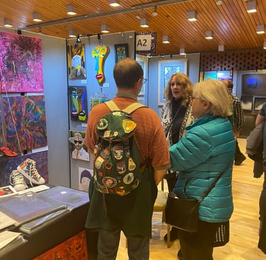 Answering questions regarding the process of Fused Glass Art