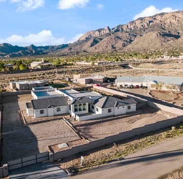 drone shot custom home construction