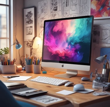 Vibrant 3D artwork showcasing a futuristic cityscape concept