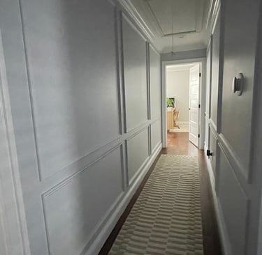 Custom crown molding and wall panels, installed in a Monmouth County NJ home