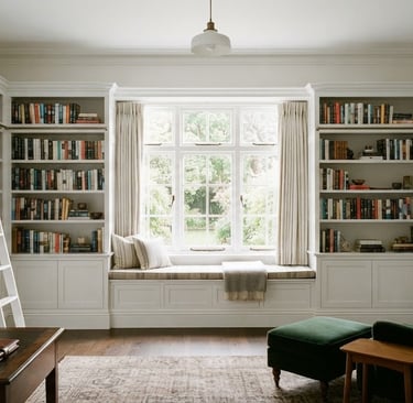Custom built-in bookcases and window seat in Monmouth County NJ