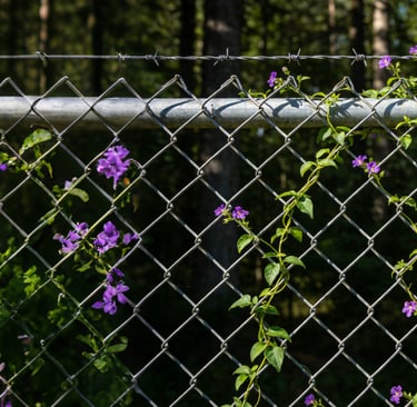 a fenced in fenced in area with flowers