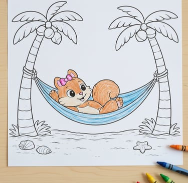 Malbuch Strandurlaub für Kinder – Elisa das Eichhörnchen