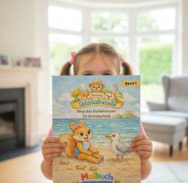 Malbuch Strandurlaub für Kinder – Elisa das Eichhörnchen