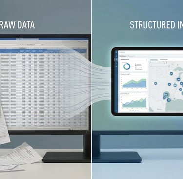 Healthcare data transformed into a decision-support dashboard with hospital locations and geographic filtering.