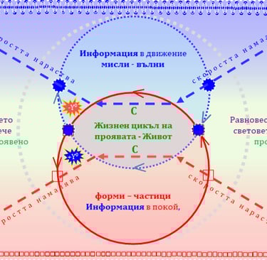 Увеличаване-намаляване на скоростта до константната и стойност проявява Дуалността на Животът