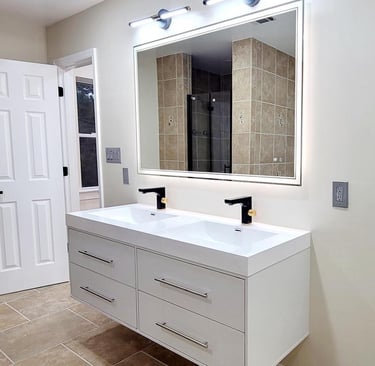 Bathroom vanity installation Arlington VA quartz countertop