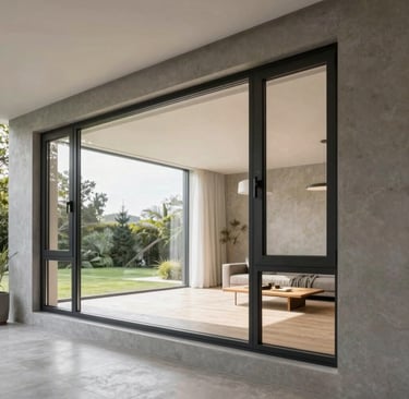 Floor to ceiling aluminium windows Hyderabad villa